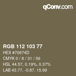 カラーコード: RGB 112 103 77 | qconv.com