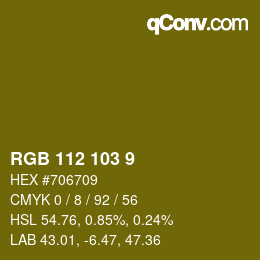 カラーコード: RGB 112 103 9 | qconv.com
