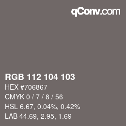 Código de color: RGB 112 104 103 | qconv.com
