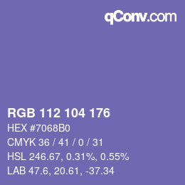 Color code: RGB 112 104 176 | qconv.com