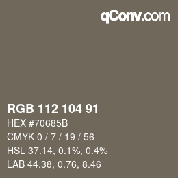颜色代码: RGB 112 104 91 | qconv.com