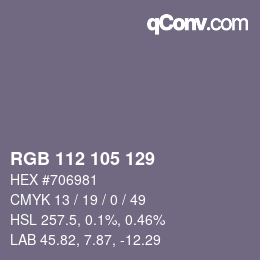 Color code: RGB 112 105 129 | qconv.com