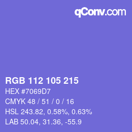 Color code: RGB 112 105 215 | qconv.com