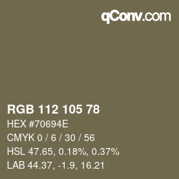 Color code: RGB 112 105 78 | qconv.com