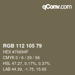 Color code: RGB 112 105 79 | qconv.com