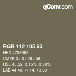 Color code: RGB 112 105 83 | qconv.com