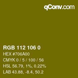 Color code: RGB 112 106 0 | qconv.com