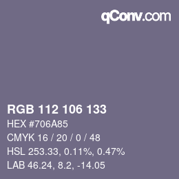 Color code: RGB 112 106 133 | qconv.com