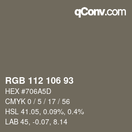 Color code: RGB 112 106 93 | qconv.com