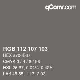 Código de color: RGB 112 107 103 | qconv.com