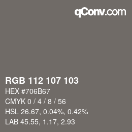 Code couleur: RGB 112 107 103 | qconv.com