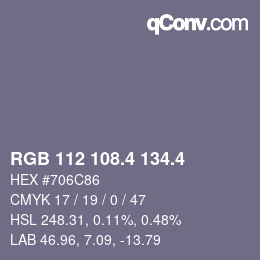カラーコード: RGB 112 108.4 134.4 | qconv.com
