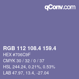 カラーコード: RGB 112 108.4 159.4 | qconv.com
