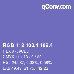 カラーコード: RGB 112 108.4 189.4 | qconv.com