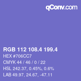 カラーコード: RGB 112 108.4 199.4 | qconv.com