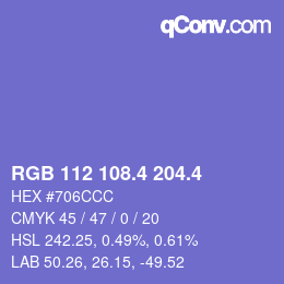 カラーコード: RGB 112 108.4 204.4 | qconv.com