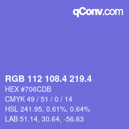 カラーコード: RGB 112 108.4 219.4 | qconv.com