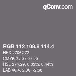 カラーコード: RGB 112 108.8 114.4 | qconv.com