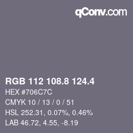 カラーコード: RGB 112 108.8 124.4 | qconv.com
