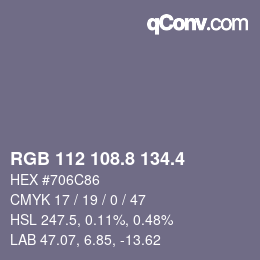 カラーコード: RGB 112 108.8 134.4 | qconv.com