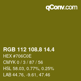 カラーコード: RGB 112 108.8 14.4 | qconv.com