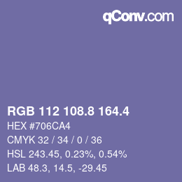 カラーコード: RGB 112 108.8 164.4 | qconv.com