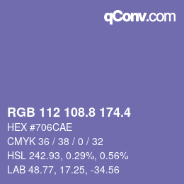 カラーコード: RGB 112 108.8 174.4 | qconv.com