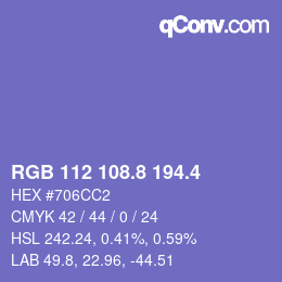 カラーコード: RGB 112 108.8 194.4 | qconv.com