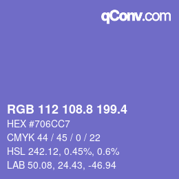 カラーコード: RGB 112 108.8 199.4 | qconv.com