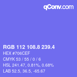 カラーコード: RGB 112 108.8 239.4 | qconv.com