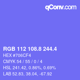 カラーコード: RGB 112 108.8 244.4 | qconv.com