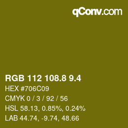 カラーコード: RGB 112 108.8 9.4 | qconv.com