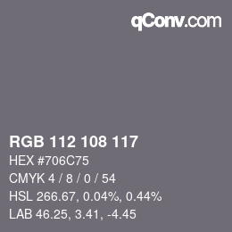 颜色代码: RGB 112 108 117 | qconv.com