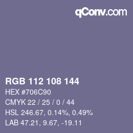 Color code: RGB 112 108 144 | qconv.com