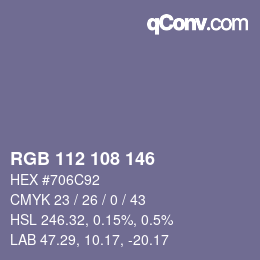 Color code: RGB 112 108 146 | qconv.com