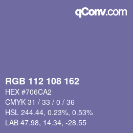 Color code: RGB 112 108 162 | qconv.com