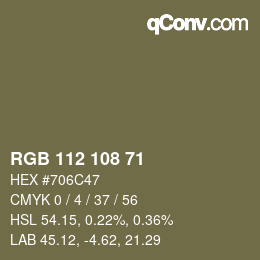 颜色代码: RGB 112 108 71 | qconv.com