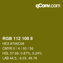 Color code: RGB 112 108 8 | qconv.com