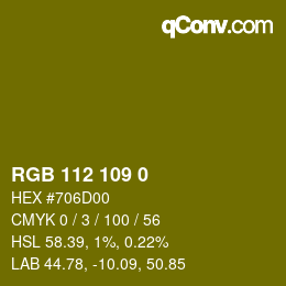 Color code: RGB 112 109 0 | qconv.com