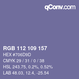 カラーコード: RGB 112 109 157 | qconv.com