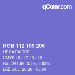 カラーコード: RGB 112 109 206 | qconv.com