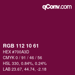 Color code: RGB 112 10 61 | qconv.com