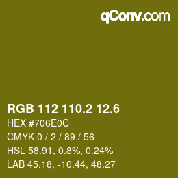 カラーコード: RGB 112 110.2 12.6 | qconv.com