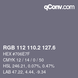 カラーコード: RGB 112 110.2 127.6 | qconv.com