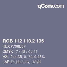 カラーコード: RGB 112 110.2 135 | qconv.com