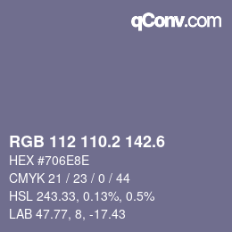 カラーコード: RGB 112 110.2 142.6 | qconv.com