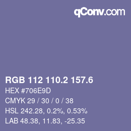 カラーコード: RGB 112 110.2 157.6 | qconv.com