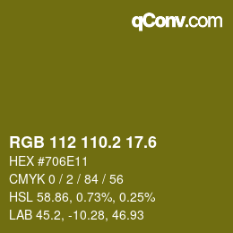 カラーコード: RGB 112 110.2 17.6 | qconv.com