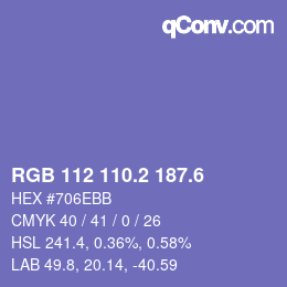 カラーコード: RGB 112 110.2 187.6 | qconv.com
