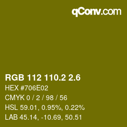 カラーコード: RGB 112 110.2 2.6 | qconv.com
